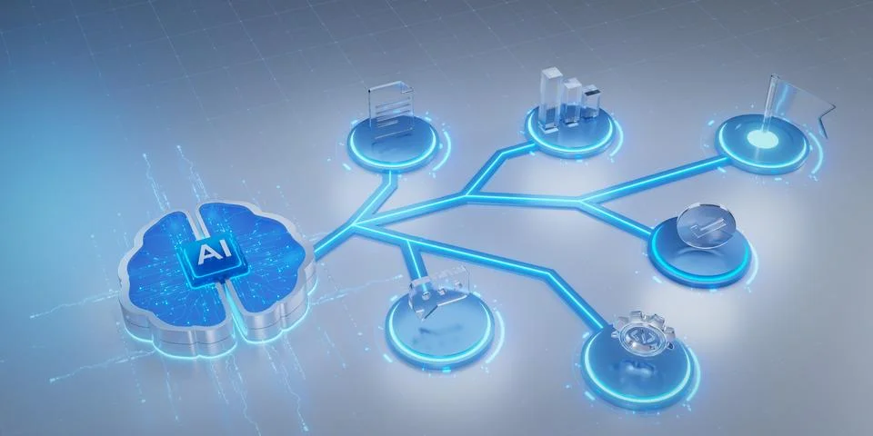 Agentic AI System Automating Digital Tasks and Achieving Strategic Business.. 스톡 일러스트