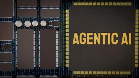 The Agentic ai for technology or it concept 3d Rendering. Stock Illustration