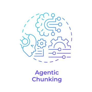 Agentic chunking blue gradient concept icon Stock Illustration