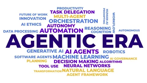 Agentic Era Animated Word Cloud – AI Agents and Autonomy Concept Stock Footage 346718603