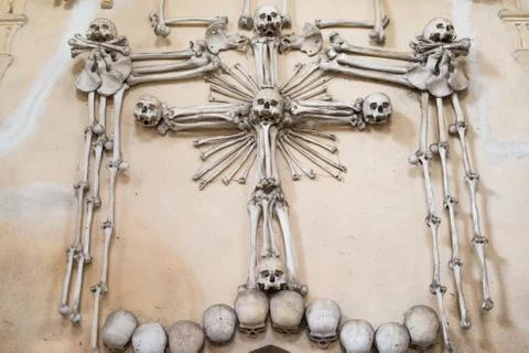 Agglomeration of skulls and bones Stock Photos