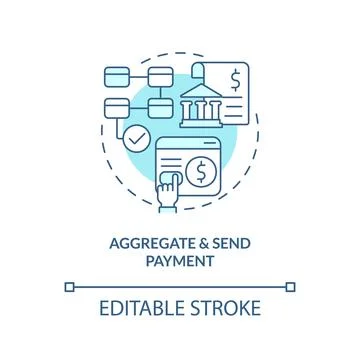 Aggregate and send payment turquoise concept icon Stock Illustration