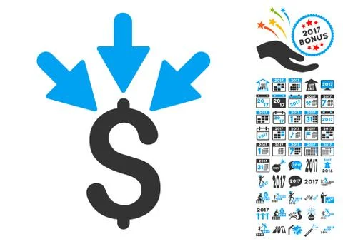 Aggregate Payment Icon With 2017 Year Bonus Pictograms Stock Illustration