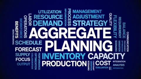 Aggregate Planning animated word cloud,animation tag kinetic typography loop. Video stock 315653031