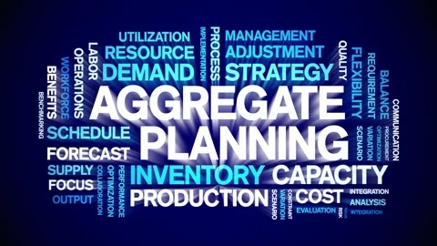 Aggregate Planning animated word cloud,animation tag kinetic typography loop. Video stock 315653268