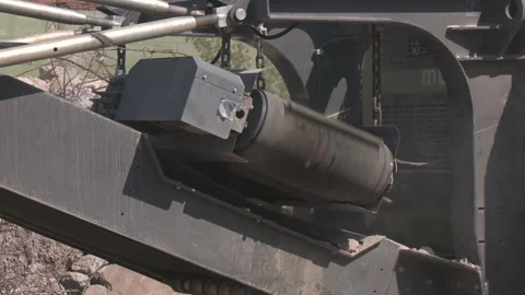 Aggregate production by mobile crusher. Stock Footage 296086811