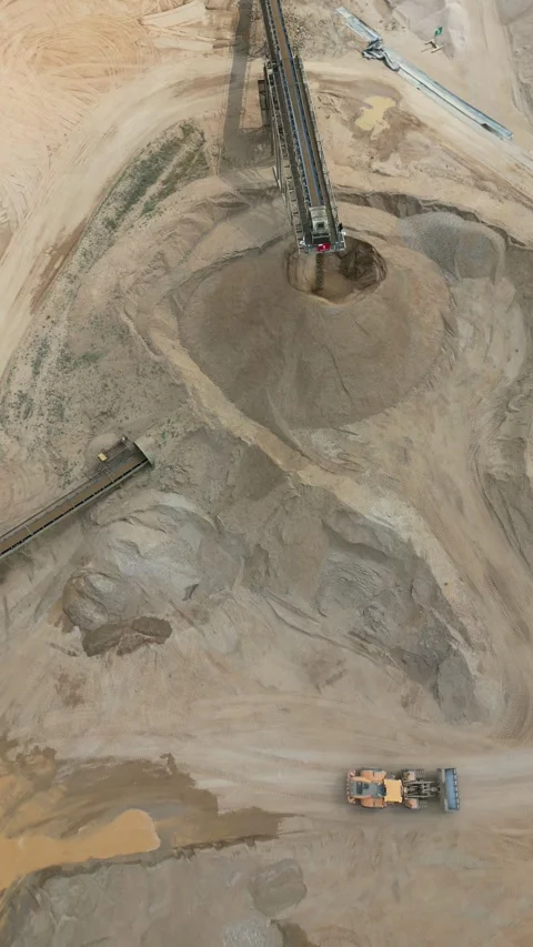 Aggregate Quarry: Production Vehicles (Quarry Conveyor Belt System) -Portrait Vídeo Stock 313629113