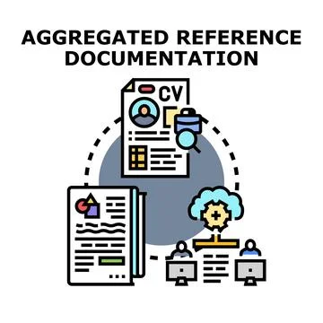 Aggregating diverse reference documentation for streamlined information man.. Stock Illustration