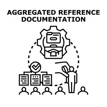 Aggregating reference documentation for business process improvement Stock Illustration