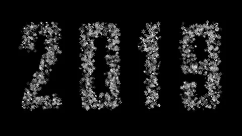 Aggregation of flickering snowflakes as 2019 and dissolution 스톡 동영상 94515672