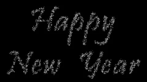 Aggregation of flickering snowflakes as Happy new year and dissolution Video stock 95997948