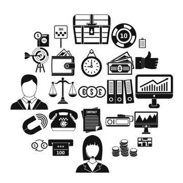 Aggregation icons set, cartoon style Stock Illustration