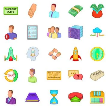 Aggregation icons set, cartoon style Illustrazione stock