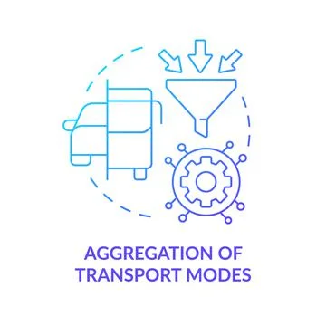 Aggregation of transport modes blue gradient concept icon Stock Illustration