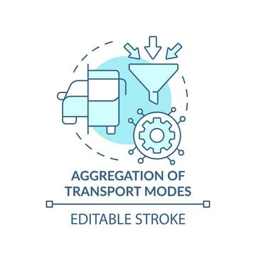 Aggregation of transport modes turquoise concept icon Stock Illustration