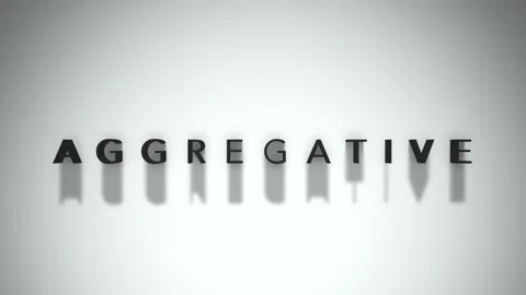 Aggregative 3D title animation matte black text on a white background Stock Footage 300715492