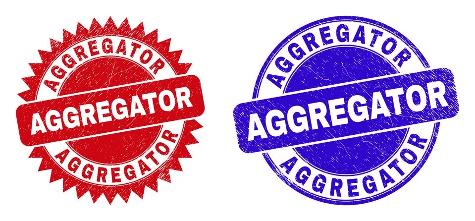 AGGREGATOR Rounded and Rosette Watermarks with Distress Surface Stock Illustration