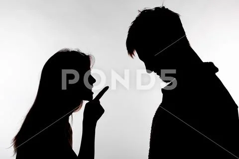 Aggression and abuse concept - man and woman expressing domestic violence in Stock Photos