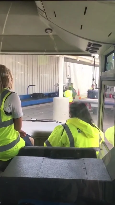 Aggressive Baggage Handler, Edinburgh, UK - 01 Jul 2017 Video stock 205288878