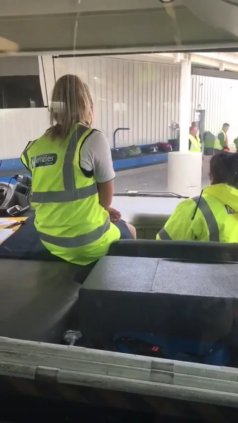 Aggressive Baggage Handler, Edinburgh, UK - 01 Jul 2017 Video stock 205289154