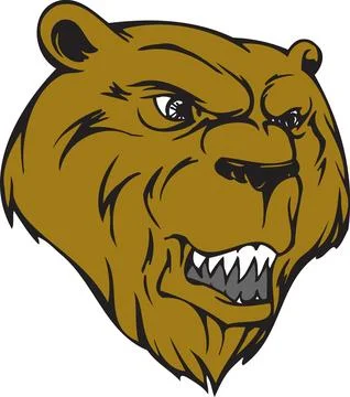 Aggressive Bear Head Mascot Logo Stock Illustration