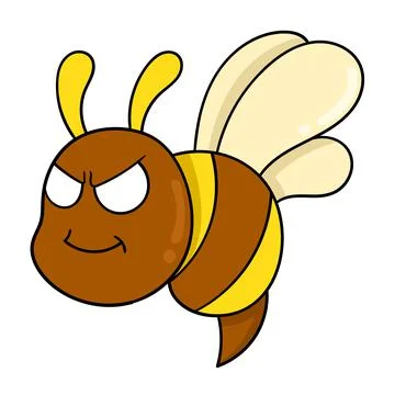 Aggressive bee is flying fast, doodle icon image kawaii Stock-Illustration