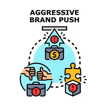 Aggressive brand push creating negative customer feedback Stock Illustration