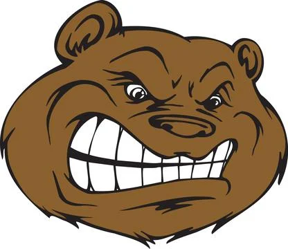 Aggressive Brown Bear Mascot Head, Angry Face, Sport Team Logo Stock Illustration