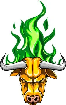 Aggressive Bull with Fire on the Background vector illustration design Stock Illustration
