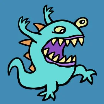 Aggressive cartoon alien. Vector illustration. Stock Illustration