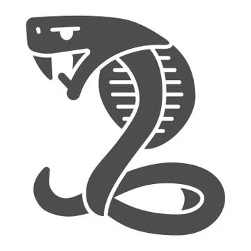 Aggressive cobra solid icon, halloween concept, snake sign on white background 스톡 일러스트