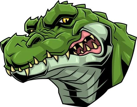 Aggressive Crocodile Head Mascot With Sharp Teeth Stock Illustration