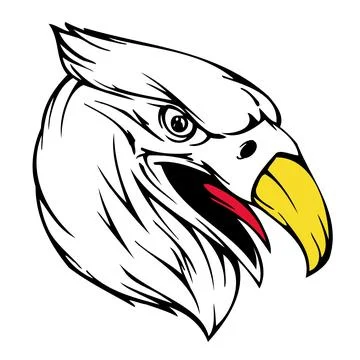 Aggressive Eagle Head Logo Design, Fierce Bird of Prey Mascot Stock Illustration