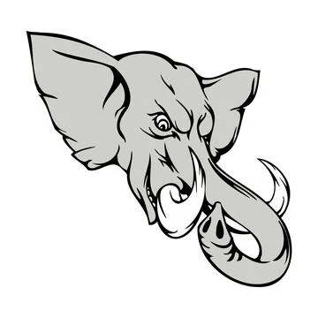 Aggressive Elephant Head Mascot Logo, Fierce Animal Illustration Stock Illustration