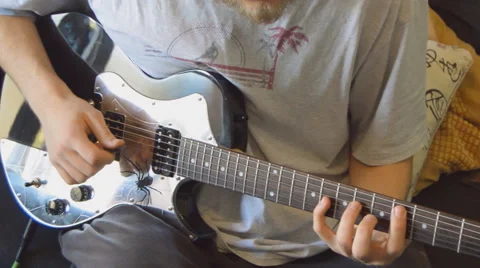 Aggressive Guitar Finger Picking Stock Footage 63393643