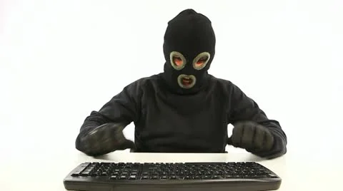 Aggressive hacker and the keyboard Video stock 11276870