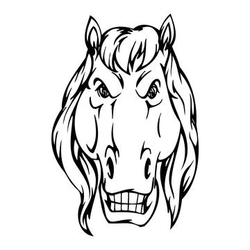 Aggressive Horse Head Mascot Vector Art Ilustração Stock