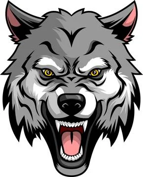 Aggressive Howling Wolf Mascot Head Stock Illustration
