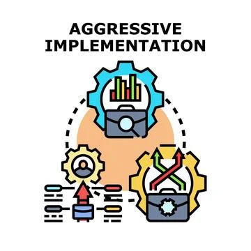 Aggressive implementation business strategy development process Stock Illustration