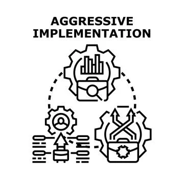 Aggressive implementation business strategy development process Stock Illustration
