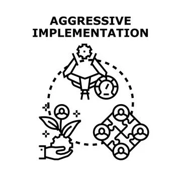 Aggressive implementation process for business development Stock Illustration