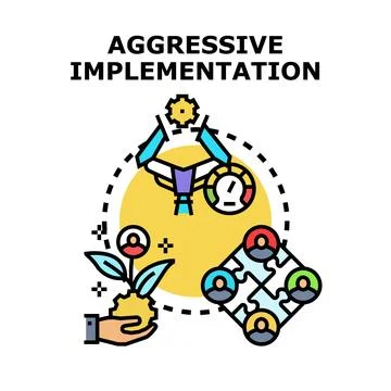 Aggressive implementation process for business development Stock Illustration