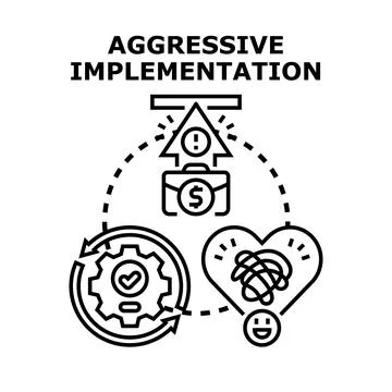 Aggressive implementation strategy creating business challenges and solutions Illustrazione stock
