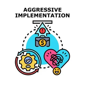 Aggressive implementation strategy creating business challenges and solutions Stock Illustration