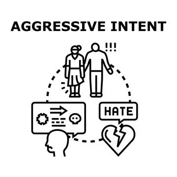 Aggressive intent planning harmful action concept Stock Illustration
