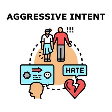 Aggressive intent planning harmful action concept Stock Illustration