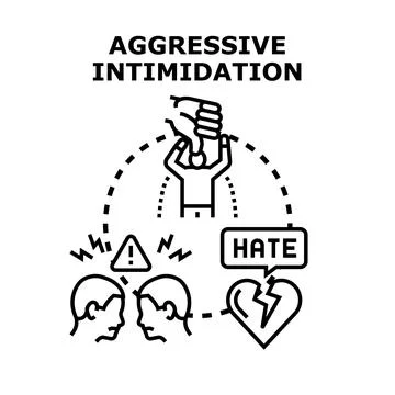 Aggressive intimidation causing relationship conflict and broken heart Stock Illustration