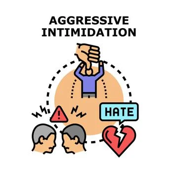 Aggressive intimidation causing relationship conflict and broken heart Stock Illustration