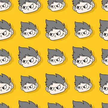 Aggressive kid boy seamless repeat pattern. background illustration Stock-Illustration