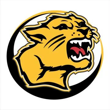 Aggressive Lion Head Emblem, Roaring Wild Animal Logo, Graphic Design Stock-Illustration